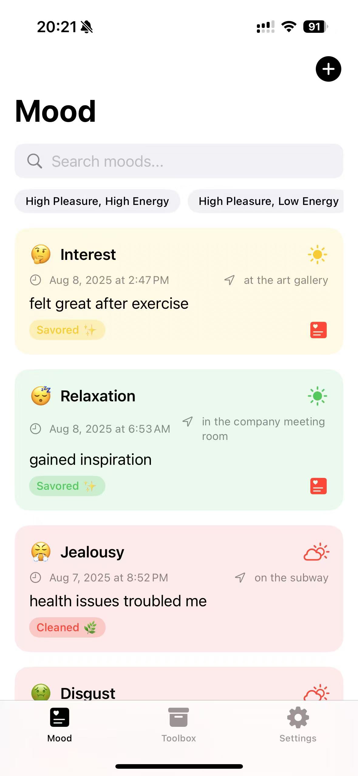 CleanMyMood App Screenshot